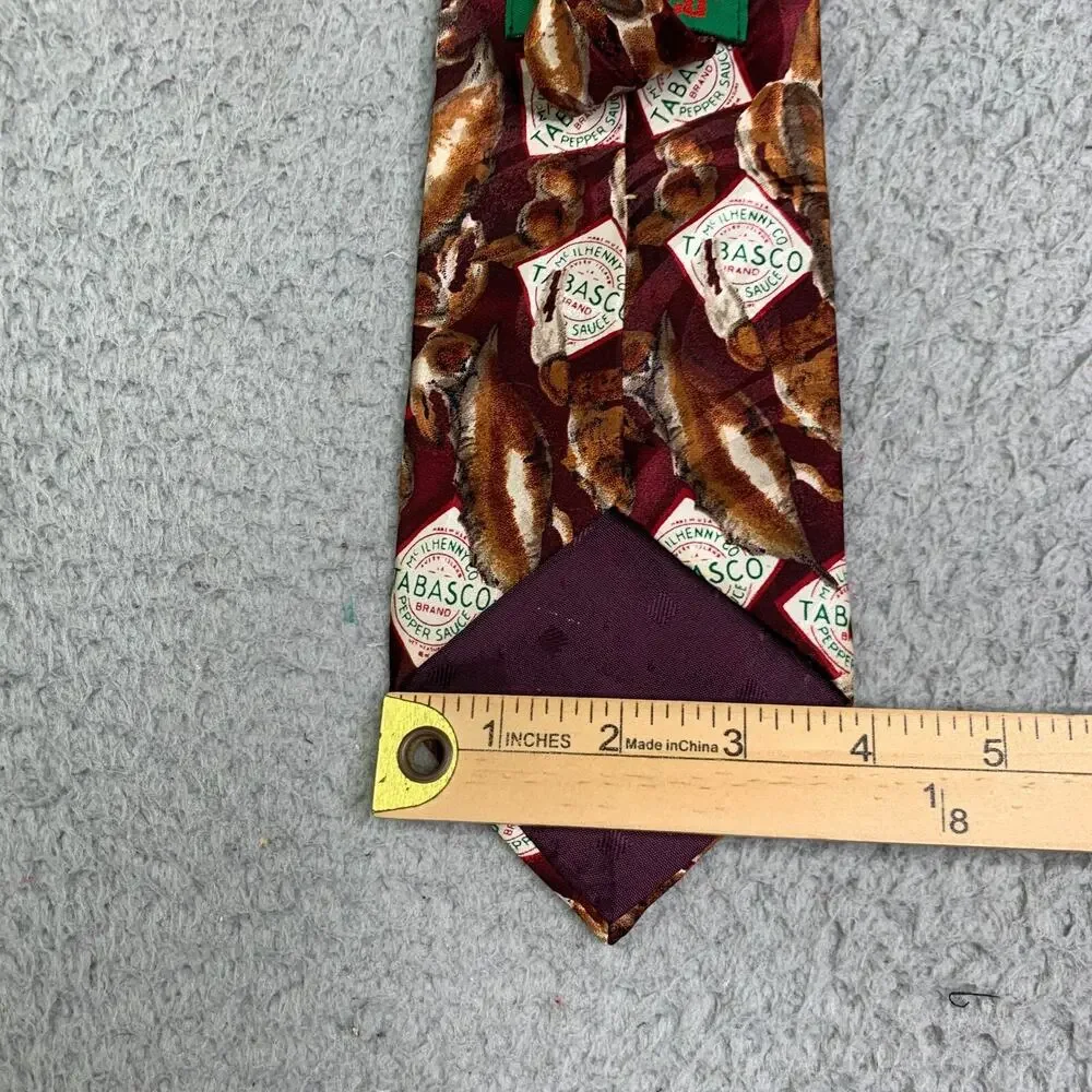 Tabasco Hot Sauce Silk Tie Crabs Logo All Over Print Men’s Casual Necktie